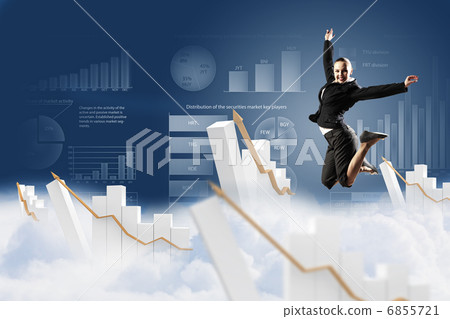 businesswoman in black suit jumping 6855721
