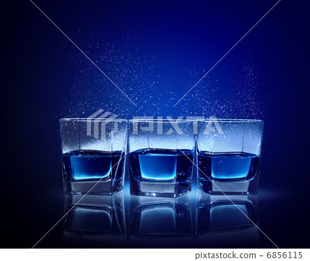 Three glasses of blue liquid Three glasses of blue liquid 6856115