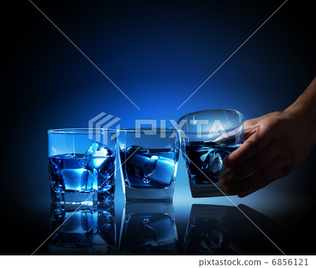 Three glasses of blue liquid 6856121
