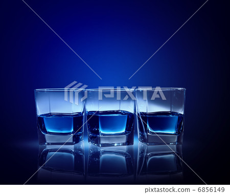 Three glasses of blue liquid Three glasses of blue liquid 6856149