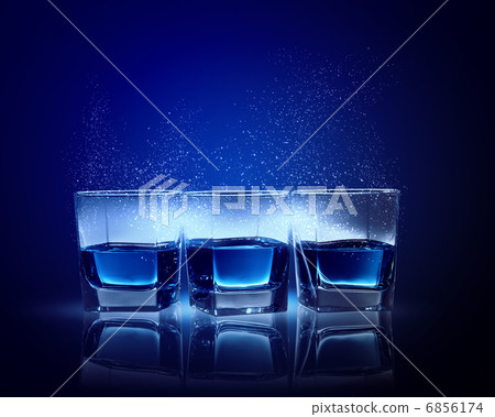 Three glasses of blue liquid Three glasses of blue liquid 6856174