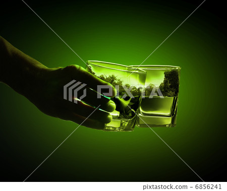 Two glasses of green absinth 6856241