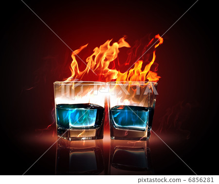 Two glasses of burning emerald absinthe 6856281