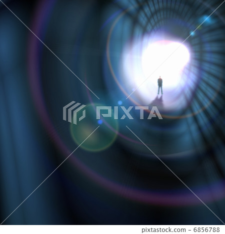 Silhouette of businessman in tunnel Silhouette of businessman in tunnel 6856788