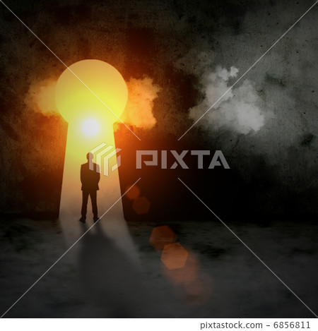 Silhouette of businessman in keyhole Silhouette of businessman in keyhole 6856811