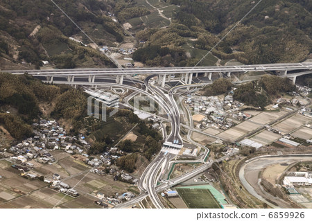 Aerial view of Fujieda Okabe interchange near the new Tomei Expressway 6859926