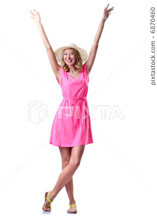 Woman ready for beach on white Woman ready for beach on white 6870460