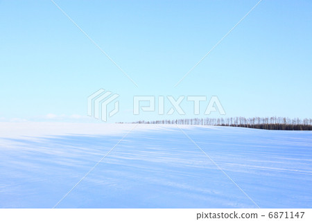 The snowy field and the blue sky 6871147
