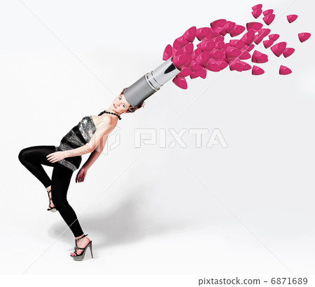 girl with pink lipstick on the head 6871689