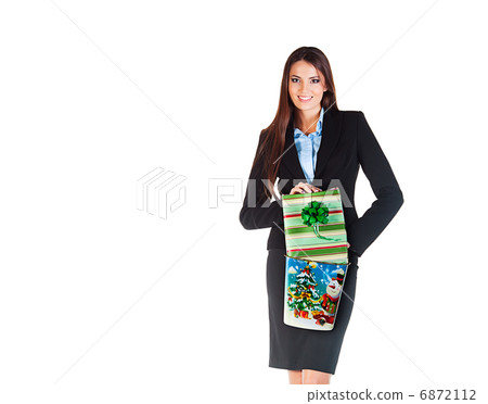 business woman with new year present business woman with new year present 6872112