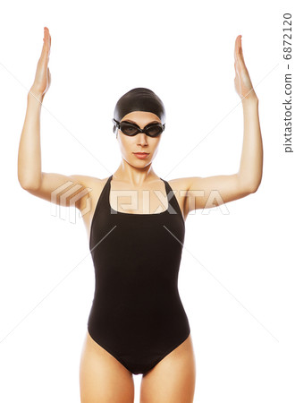 healthy swimmer woman in black swim-wear healthy swimmer woman in black swim-wear 6872120