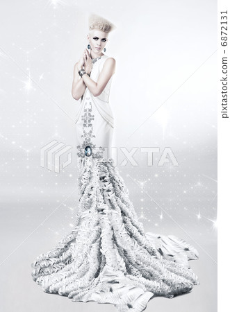 blond woman in long white dress with diamond blond woman in long white dress with diamond 6872131