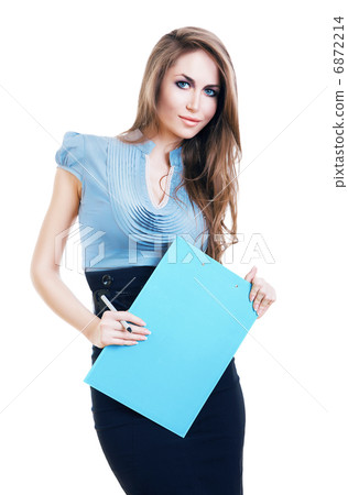 sexy business woman with blue folder sexy business woman with blue folder 6872214