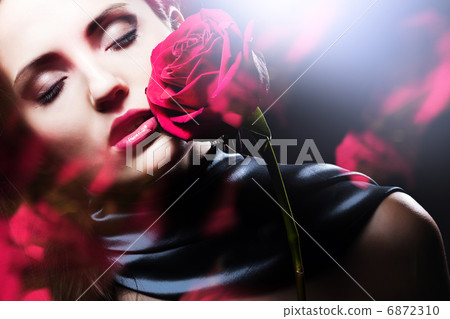 attractive woman with red rose attractive woman with red rose 6872310