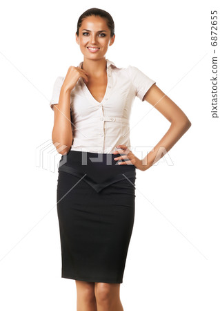 smiling businesswoman in skirt 6872655