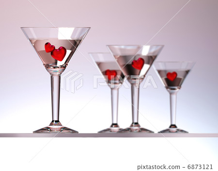 red hearts in martini coctails 6873121