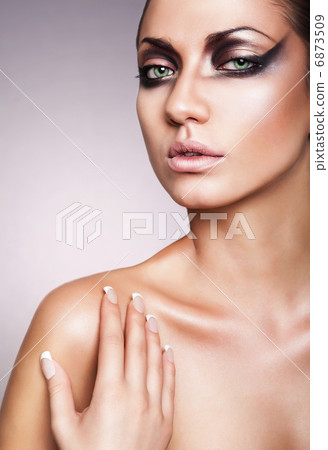 close up portrait of attractive brunette woman with perfect skin close up portrait of attractive brunette woman with perfect skin 6873509
