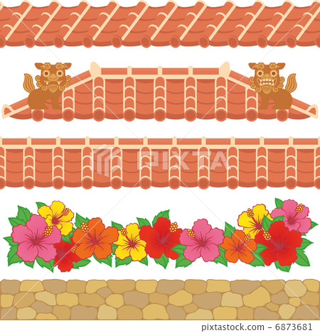 Okinawa red tile hibiscus illustration 6873681