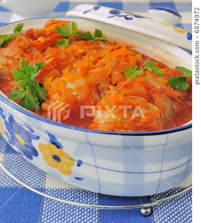 Stuffed cabbage stewed in tomato gravy Stuffed cabbage stewed in tomato gravy 6874972
