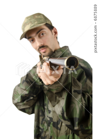 Soldier isolated on the white Soldier isolated on the white 6875889
