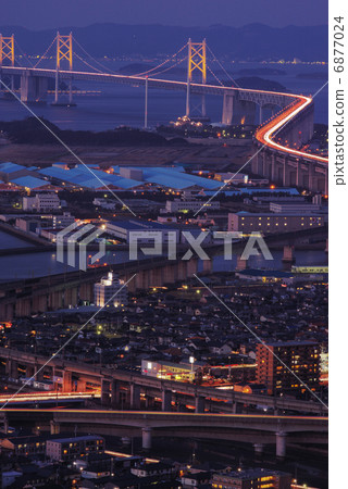 Sakaide City and Seto Bridge 6877024