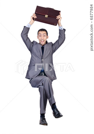 Man with briefcase on white Man with briefcase on white 6877984