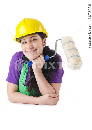 Woman painter isolated on the white Woman painter isolated on the white 6878056