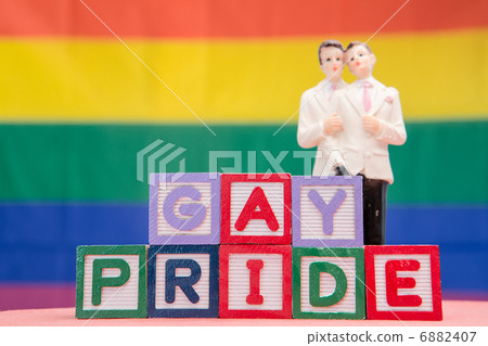 Blocks spelling gay pride with gay groom cake topper 6882407