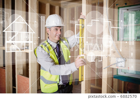 Architect measuring the door Architect measuring the door 6882570