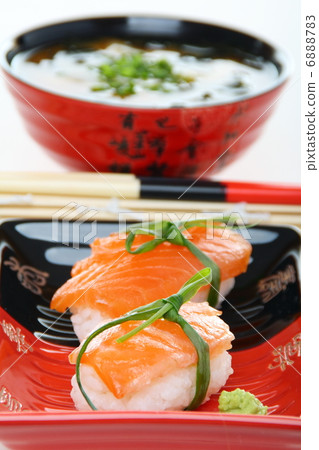 Salmon sushi close up. 6888783