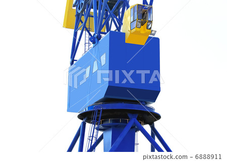 Port crane cabin close-up, isolated on white. 6888911