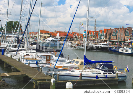Ships in the port of Volendam. Netherlands 6889234