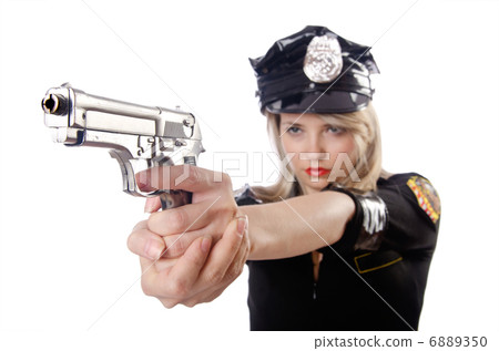 Woman police isolated on white 6889350