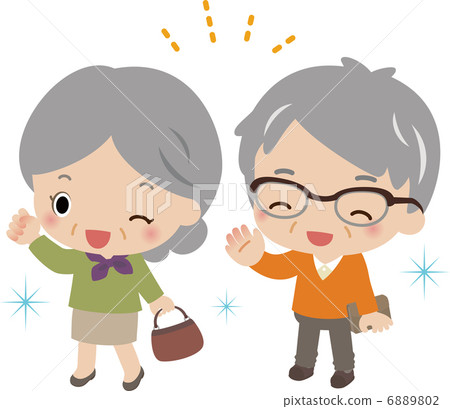 An elderly couple who goes out cheerfully 6889802