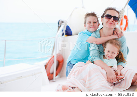 Mother and kids at luxury yacht Mother and kids at luxury yacht 6891928