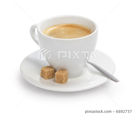 cup of espresso with cane sugar and spoon cup of espresso with cane sugar and spoon 6892737
