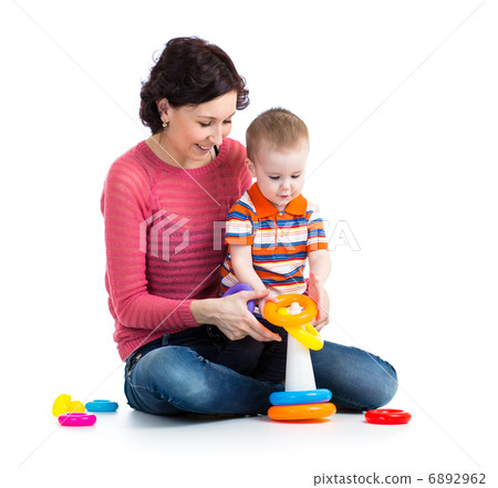 baby boy and mother playing together 6892962
