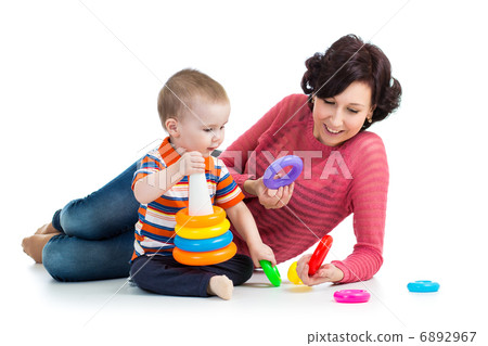 baby boy and mother playing together baby boy and mother playing together 6892967