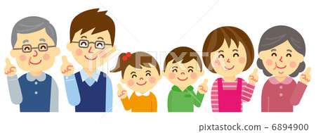 指向上身的家庭和祖父母 6894900