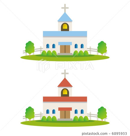 stock illustration: building, buildings, christian church