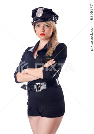 Woman police isolated on white 6896177