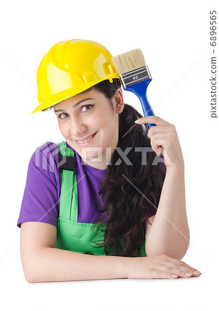 Woman painter isolated on the white Woman painter isolated on the white 6896565