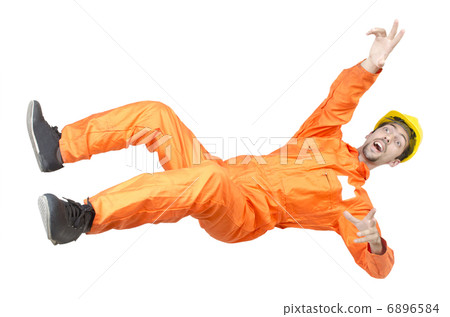 Injured worked isolated on white 6896584