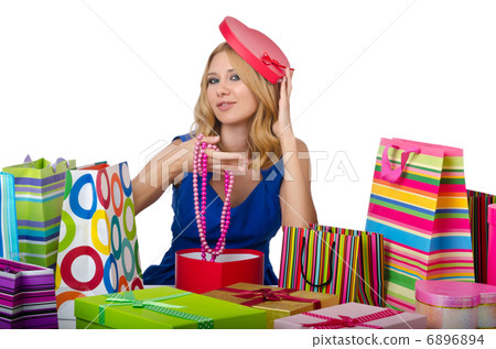Attractive girl with shopping bags 6896894