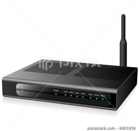New modern black network router isolated on white background. 6901956