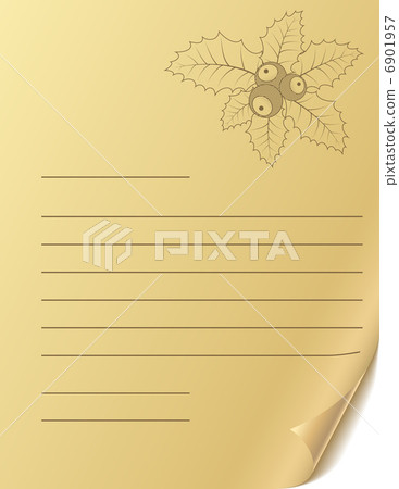 Vintage Christmas greeting letter blank template with holly sket 6901957