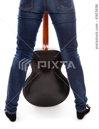 .Beautiful girl with guitar on white background .Beautiful girl with guitar on white background 6903696