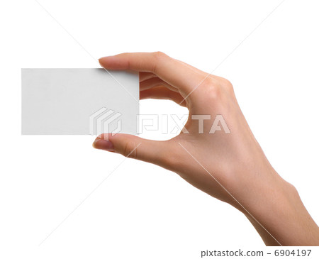 Paper card in woman hand isolated on white background Paper card in woman hand isolated on white background 6904197