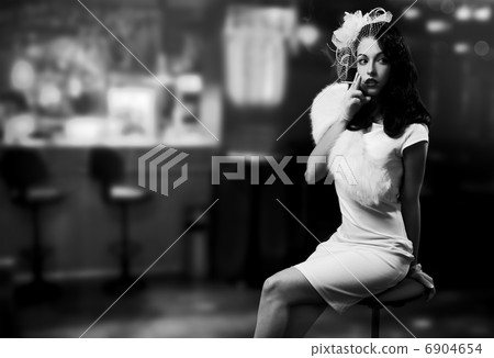 Retro Style Image. Smoking Lady In The Bar Retro Style Image. Smoking Lady In The Bar 6904654