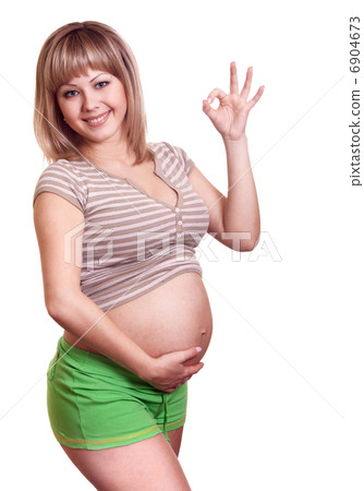 happy pregnant woman show ok sign happy pregnant woman show ok sign 6904673